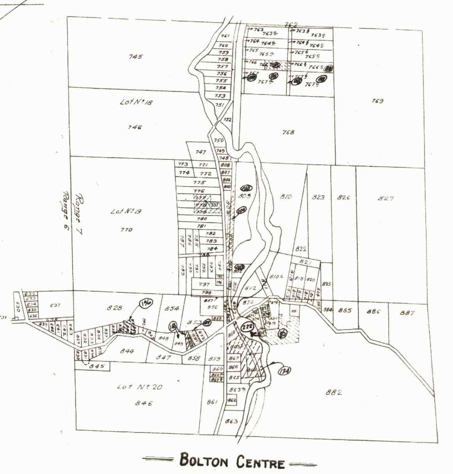 Carte cadastrale de Bolton Centre en 1887