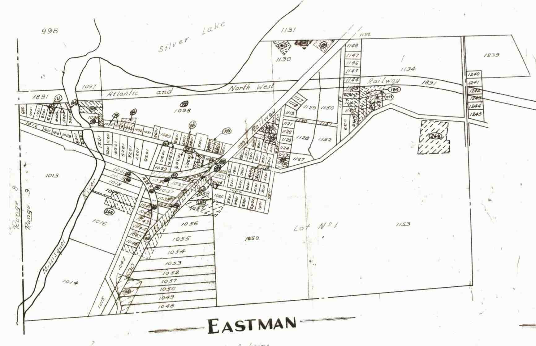 Carte cadastrale de Eastman en 1887