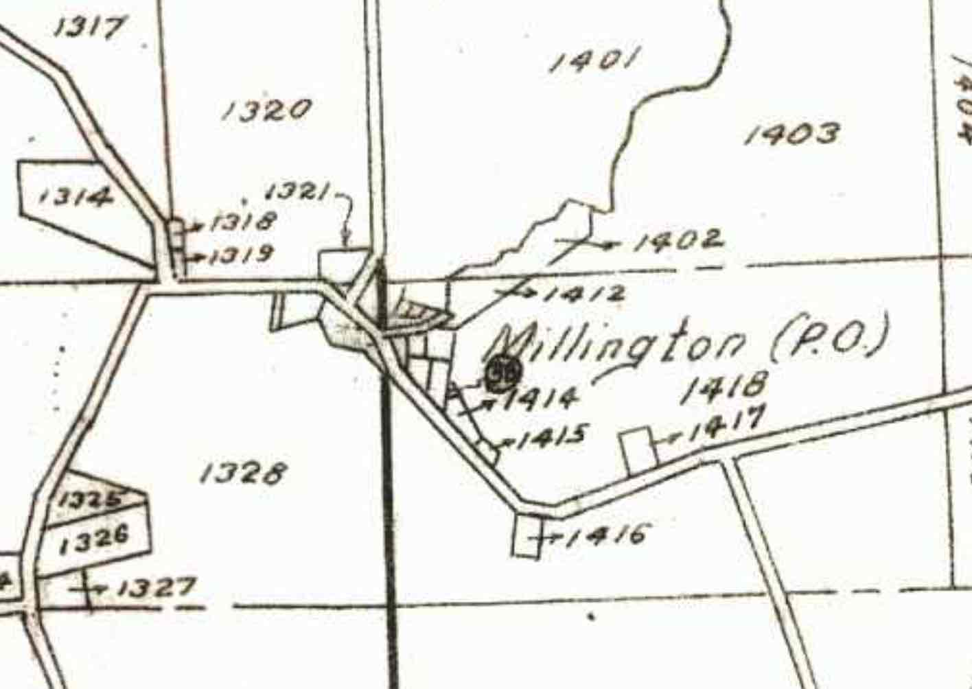 Carte cadastrale de Millington en 1887